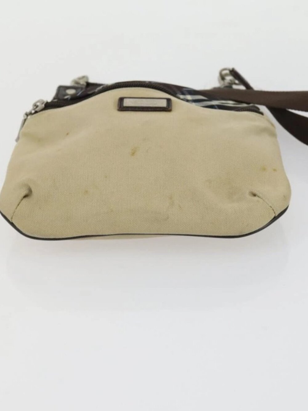 BURBERRY BALLY Tote Bag Leather Canvas 2 Set Beige Navy Auth 151571 - Picture 9 of 16